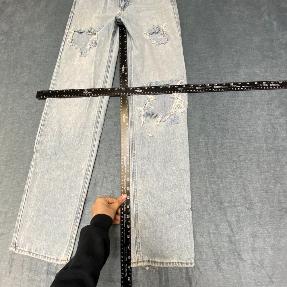 Pacsun 90s Boyfriend Jeans Womens 23 Blue Light Wash Distressed Straight Leg - Picture 7 of 16